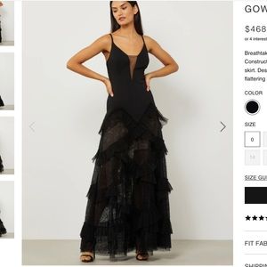 BCBG MaxAzria Ruffle skirt evening gown